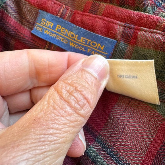 Vintage Burgany Plaid Pendleton Fine Worsted Wool Button Down Shirt / LG - Picture 11 of 11